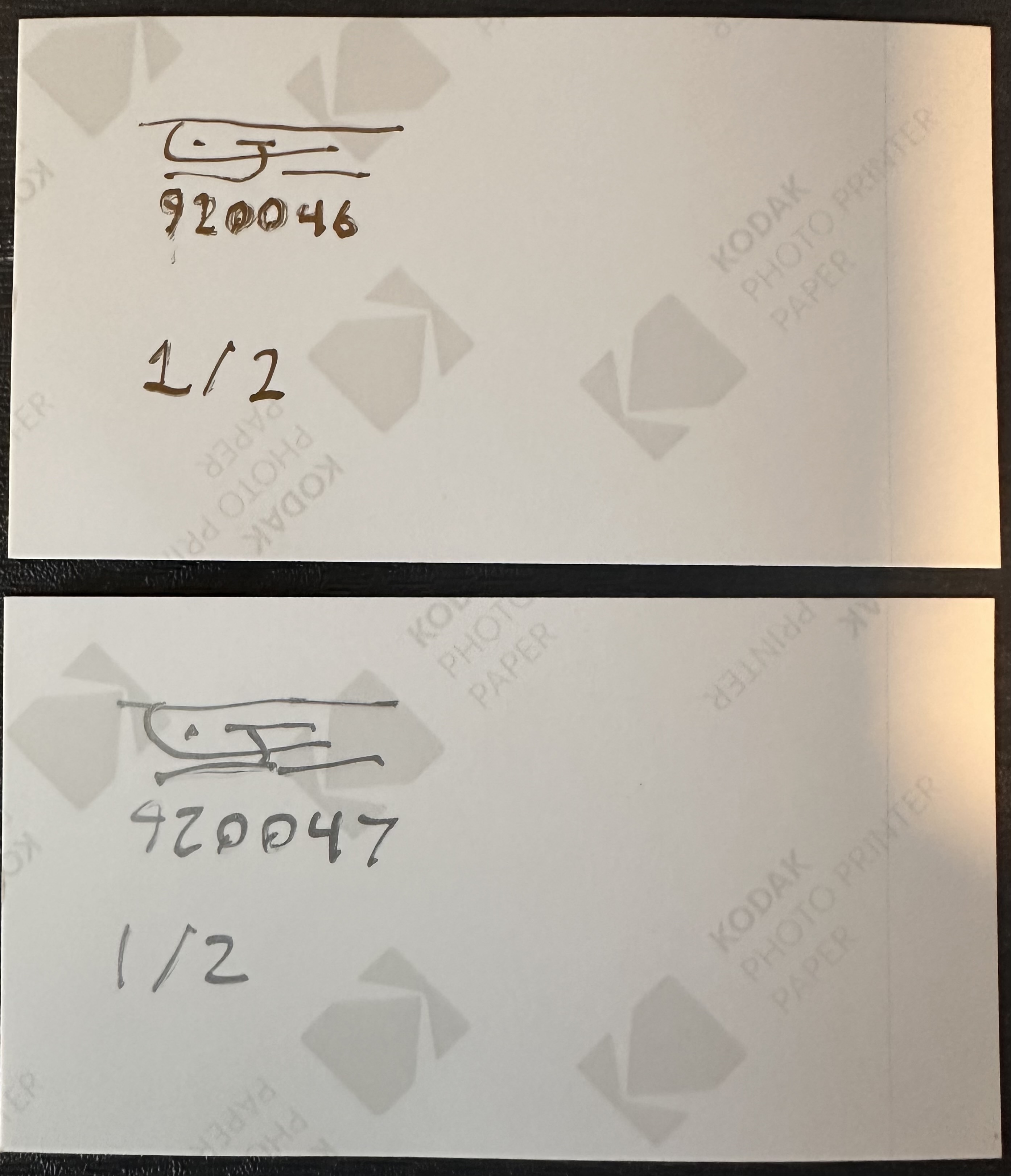 Oregon Beach Scenes - back view with gold and silver metallic ink annotations showing rarity and edition information